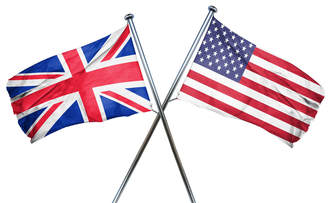 The flags of England and the United States are shown together. They call attention to the post explanation of what is the difference between American English and a British accent. The details of what is specifically meant by British and American accents is crucial to understand.